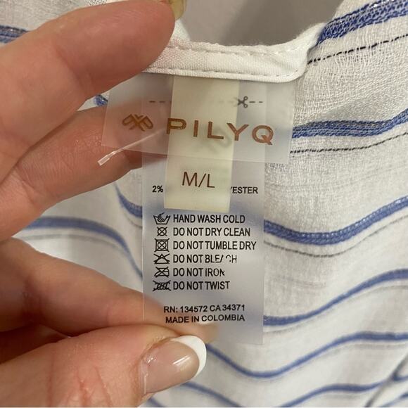 PilyQ Bay Stripe Sophie Tie Dress Swim Cover Up Beach Resort Wear M/L - Picture 4 of 8